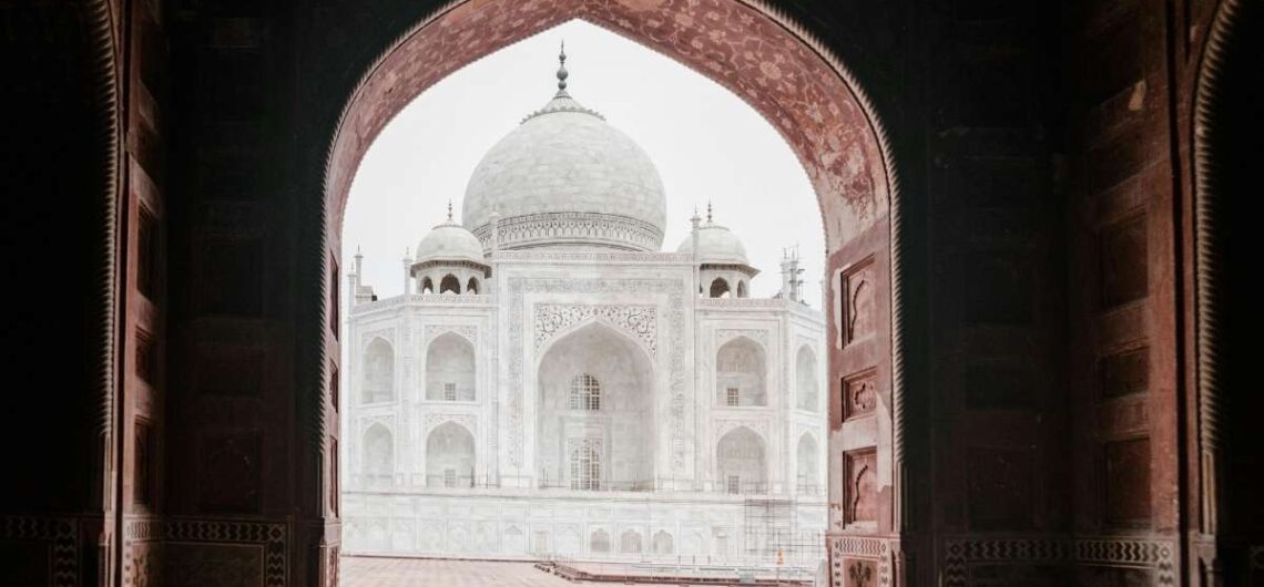 Beautiful view of Taj Mahal with reflection in Yamuna River