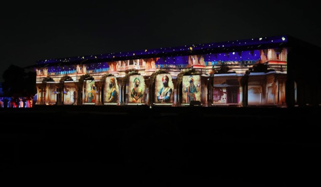 Agra Fort Light and Sound Show illuminated fort walls during the evening performance