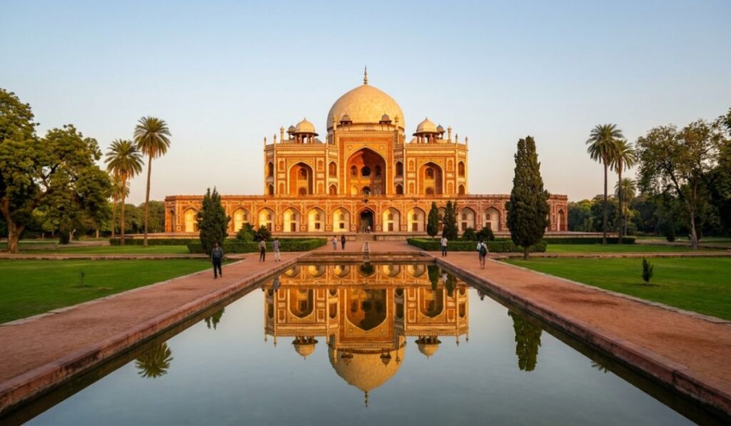 Humayun's Tomb in Delhi surrounded by Mughal gardens, one of the best historical places to visit in Delhi